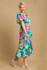 Beautiful Full Size Floral Print Puff Sleeve Midi Dress Plus Size Trendy & Chic Dress Modern Design by Stevvex