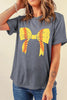 Black Baseball Bowknot Graphic Casual Tee by Wild and Free Boutique
