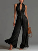 Pleated Wide-Leg Jumpsuit for Women – Sleeveless High-Waist Minimalist Long Jumpsuit by FitiqueFit