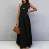 Women's Ice Silk Crinkle Sleeveless Swing Maxi Dress by FitiqueFit