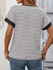 Striped Ribbed Knit Short Sleeve T-Shirt by Simply Love
