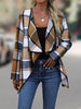 Elegant Plaid Open Front Long Sleeve Jacket Stylish & Cozy Lightweight Breathable Outerwear by Stevvex