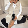 Wool-Like Sleeveless Vest with Lapel by FitiqueFit