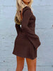 Elegant Backless Dress Round Neck Long Sleeve Mini Dress Stylish Party Girls Dress by Stevvex