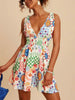 V-Neck Sleeveless Smocked Waist Printed Mini Dress by Wild and Free Boutique