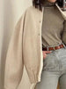 Autumn Casual Full Size Drop Shoulder Snap Down Jacket with Buttoned Front and Pockets by Stevvex