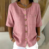 Crew-Neck 3/4 Sleeve Shirt with Metal Buttons – 7 Colors, S–3XL by FitiqueFit