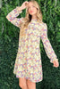 Floral Mock Neck Flounce Sleeve Summer Dress – Mock Neck Dress, Flounce Sleeve Dress, Floral Pattern Dress, Elegant Floral Dress, Sophisticated Dress by Stevvex