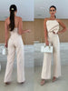 Candy-Colored Bodycon Halterneck Backless High-Waist Wide-Leg Jumpsuit by FitiqueFit