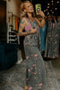 Beau Blue Floral Print Pleated High Waist Wide Leg Denim Jumpsuit by Wild and Free Boutique