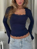 Lace Trim Long Sleeve T-Shirt by Simply Love