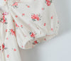 French Style Retro Square Collar Puff Sleeve Rope Lace-up Dress