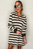 Classic Contrast Black Striped Collar Long Sleeve Mini Dress Stylish & Trendy Casual Dress for Women by Stevvex