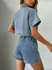 Short Sleeve Cropped Top and Skort Denim Set by Wild and Free Boutique