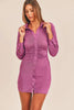 Front Ruched Button-Down Skinny Mini Shirt Dress – Ruched Mini Dress, Button-Down Dress, Bodycon Dress, Skinny Fit Dress, Trendy Mini Dress by Stevvex