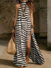 Women's Printed Halterneck Split Maxi Dress – Loose Fit Sleeveless by FitiqueFit