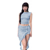 Sleeveless Ruffled Mid-length Dress Set