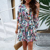 Floral Print Short Sleeves Dress by FitiqueFit