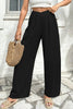 Color black Solid Color Textured Crossed Waist Loose Pants by Wild and Free Boutique