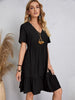 Classic Full Size V-Neck Short Sleeve Dress Casual & Comfortable Dress for Women by Stevvex