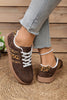 Coffee Contrast Lace-up Leopard Patchwork Detail Faux Suede Shoes by Wild and Free Boutique