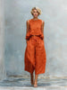 Women's Linen-Blend Sleeveless Two Piece Set with Ruffled Detailing by FitiqueFit
