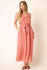Cross Back Belted V Neck Tank Maxi Dress for Women – Flattering, Chic and Elegant Event Style by Stevvex