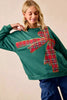 BiBi Plaid Ribbon Bow Detail Christmas Fleece Pullover by FitiqueFit