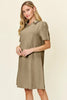Double Take Full Size Texture Collared Neck Short Sleeve Dress Textured Dress For Women by Stevvex