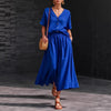 Women's Cotton-Linen V-Neck Button-Up Top & Long Skirt Set by FitiqueFit