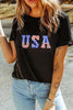 USA Round Neck Short Sleeve T-Shirt by Simply Love