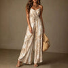 Women's Printed Backless Camisole Wide Leg Jumpsuit by FitiqueFit