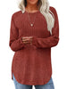 Ribbed Knit Long Sleeve T-Shirt by Simply Love