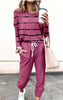 Women's Long Sleeve T-Shirt & Pencil Pants Set – Loose Fit, Striped & Solid by FitiqueFit