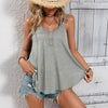 Women's Solid Color Round Neck Sleeveless Casual Button-up Top by My Store
