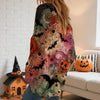 Women’s Hollow Out Batwing Top – Halloween Pumpkin Print Blouse by FitiqueFit