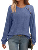 Ribbed Knit Decor Button Long Sleeve T-Shirt by Simply Love