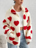 Cute Heart Zip Up Drop Shoulder Furry Jacket Cozy & Trendy Cold-Weather Essential Warm Soft Winter Jacket For Your Girl by Stevvex