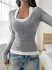 Contrast Long Sleeve Fake Two-Piece T-Shirt by Simply Love