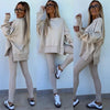 Women’s Casual Sweater Suit – Loose Split Top & Fitted Trousers Set by FitiqueFit