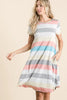 Striped Short Sleeve Dress with Pockets For Women – Casual Striped Dress, Comfortable Short Sleeve Dress, Pocketed Striped Dress, Versatile Striped Dress, Relaxed Fit Dress, Effortless Striped Dress, Chic Short Sleeve Dress by Stevvex