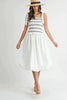 Smocked Bodice Bubble Midi Dress For Women – Stylish Smocked Bodice, Playful Bubble Skirt, Trendy Midi Dress, Chic Casual Look for Summer Outings by Stevvex
