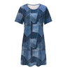 Women's Plus Size Digital Print Denim-Look Short Sleeve Dress by FitiqueFit