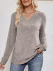 Ribbed Knit V-Neck Long Sleeve T-Shirt by Simply Love