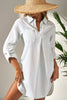 Striped Johnny Collar Long Sleeve Mini Shirt Dress