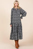 Printed Tie Neck Flounce Sleeve Midi Dress For Women – Fluttering, Feminine and Playful Midi Dress with Ruffled Details by Stevvex