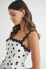 Polka Dot Mini Dress with Ricrac Trim Strap – Fun Polka Dot Pattern, Fluttering, Unique Ricrac Trim Strap, Playful and Stylish Mini Dress, Versatile Summer Dress by Stevvex