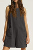 Lovelet Round Neck Sleeveless Romper with Pockets