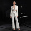 Women's Elegant Hollow-Out Long-Sleeve Suit Jacket & Pants Set by FitiqueFit