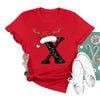 Red Loose T-Shirt Top With A Christmas Party Aesthetic by My Store